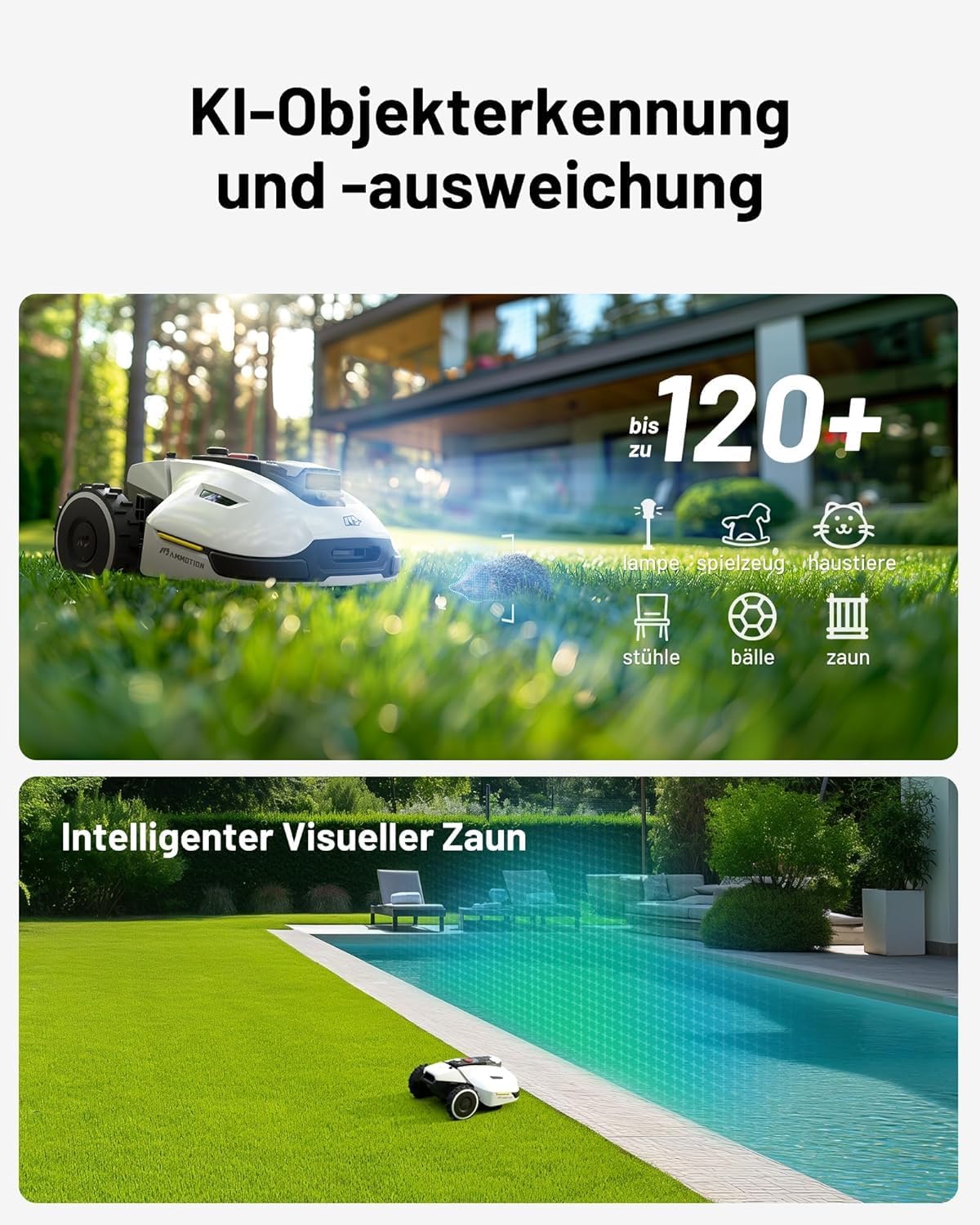 MAMMOTION YUKA 2000, 2000m², Ohne Kabel, NetRTK+Vision, 4G, 50% Steigungf