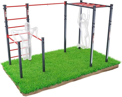 K-Sport Calisthenics Turnstange: Wetterfeste Garten-Kraftstation mit Hangelleiterl