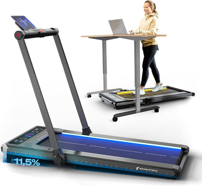 Sportstech Klappbares LED‑Laufband: Walking Pad mit Bluetooth‑Appl