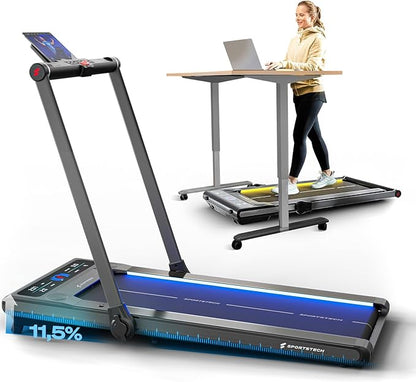 Sportstech Klappbares LED‑Laufband: Walking Pad mit Bluetooth‑Appl