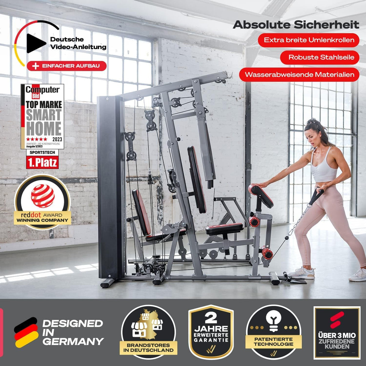 Sportstech HGX300: Multifunktions-Kraftstation mit Beinpresse, Stepper & Powertowerl