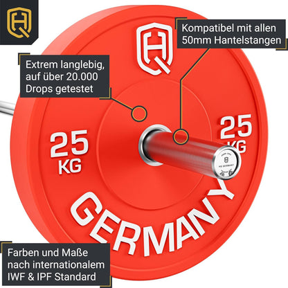 HQ Germany Premium Bumper Plates: 50mm Hantelscheiben Setl