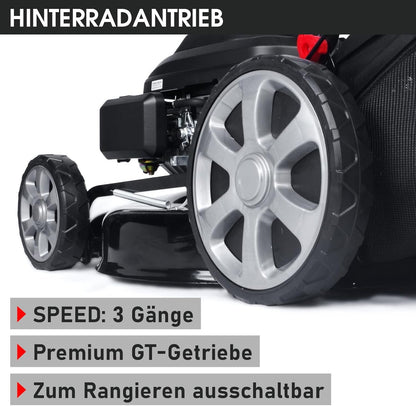 BRAST® Benzin Rasenmäher mit Antrieb | 5,2kW (7PS) | 55cm Schnittbreite | viele Modelle | TÜV | 30-80mm Schnitthöhe | 60L Fangkorb | 4 Takt OHV Motor | Stahlgehäuse | Speedf