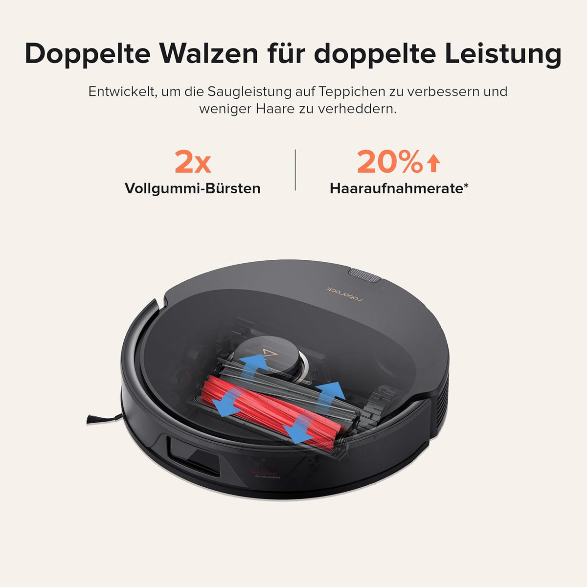 Roborock Q8 Max+, 5500Pa, DuoRoller, 2.5L Staubbeutel, 350ml Wassertank, LiDAR Navigationf