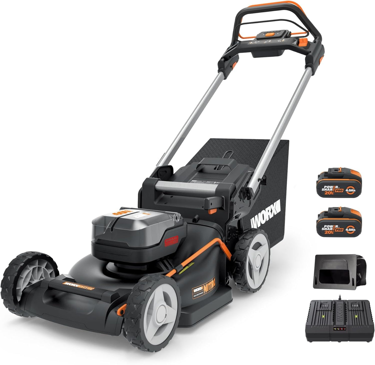 WORX WG749E Akku-Rasenmäher 40V, 46 cm, Radantrieb & Akku-Setf