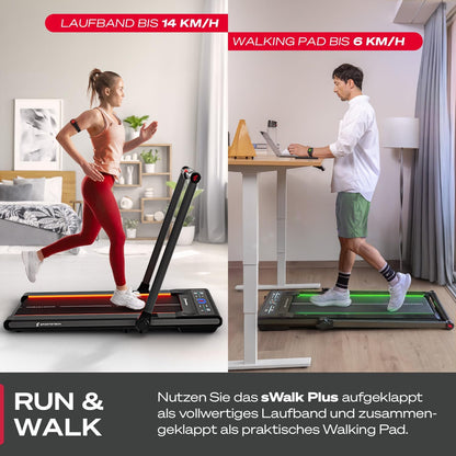 Sportstech Klappbares LED‑Laufband: Walking Pad mit Bluetooth‑Appl