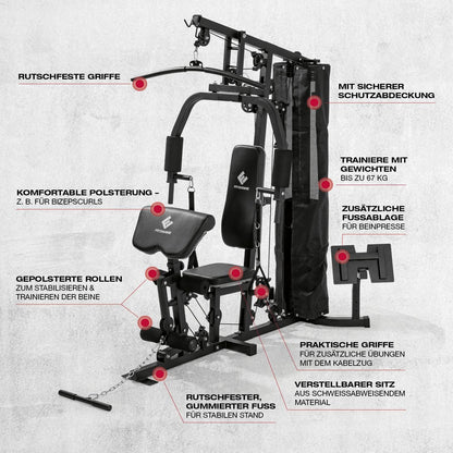 FitEngine Kraftstation: Komplettes Home Gym mit 67 kg Gewichtenl