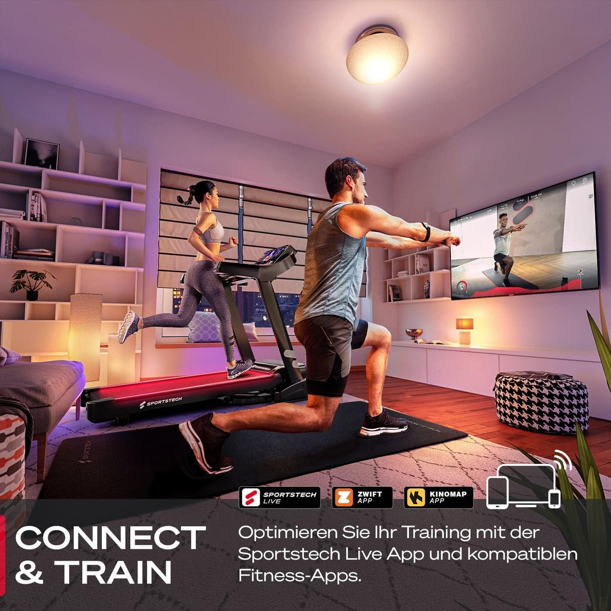 Sportstech F37s: Klappbares Laufband, 7 PS, 20 km/h, Steigung & Appl