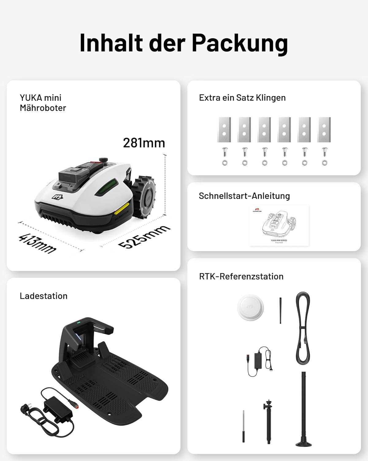 MAMMOTION YUKA Mini 500 Robotic Lawnmower, No Boundary Cable, 4G, Auto Mapping, 500m², 50% Inclinef