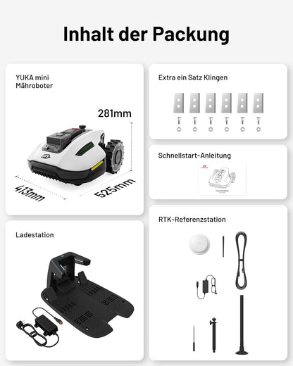 MAMMOTION YUKA Mini 500 Robotic Lawnmower, No Boundary Cable, 4G, Auto Mapping, 500m², 50% Inclinef