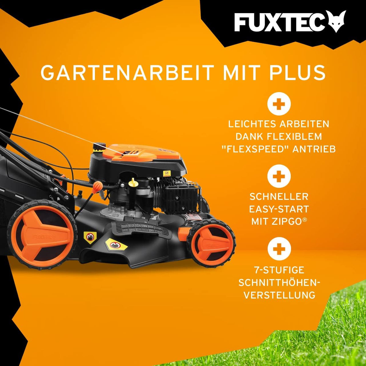 FUXTEC FX-RM5196eSPRO 4in1 Benzinmäher, E-Start & Antrieb, 51 cm Schnittf