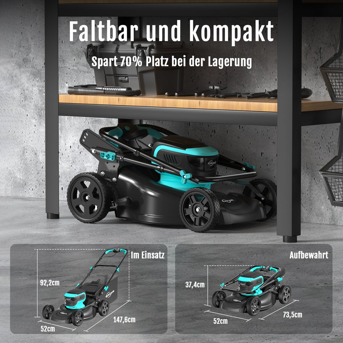 YARDCARE 16" bürstenloser Akku-Rasenmäherf