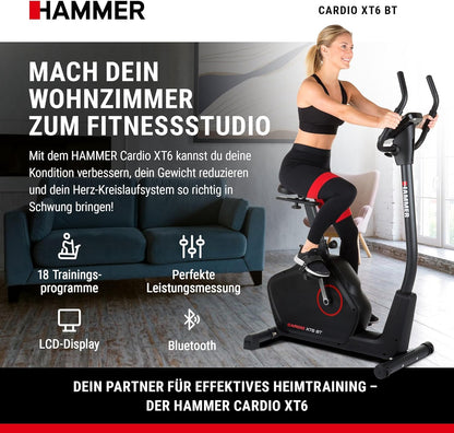 Hammer Cardio XT6/XT7 Ergometer Heimtrainer Fahrrad mit Bluetooth & Appl