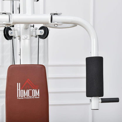 HOMCOM Multistation: Kraftstation mit Latzug, Butterfly & 45 kg Gewichtenl