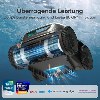 AIPER ZT6002 Poolroboter, Quad-Motor, WavePath, 3 Modi, Kabellos, Boden & Wand, bis 150㎡f