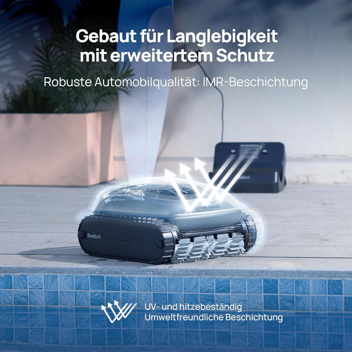 Beatbot AquaSense 2 Akku Poolroboter, Boden & Wand, Wasserlinie doppelt, bis 300㎡, Midnight Bluef