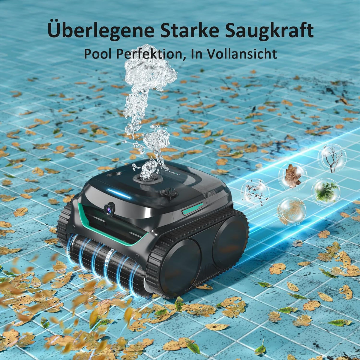 WYBOT C2 Vision AI Kabelloser Poolroboter, Akku, Boden & Wand, Zweischicht-Filter, starke Absaugung, bis 180㎡f