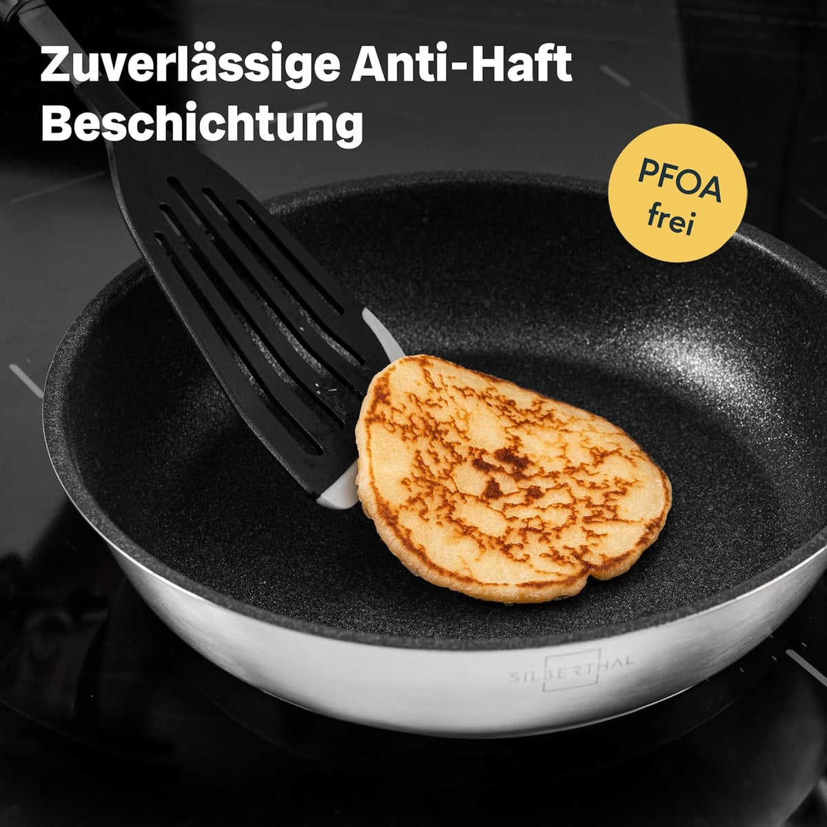 SILBERTHAL Profi Edelstahlpfannen Set 6-teilig 28cm – Induktion, Antihaft & Purd