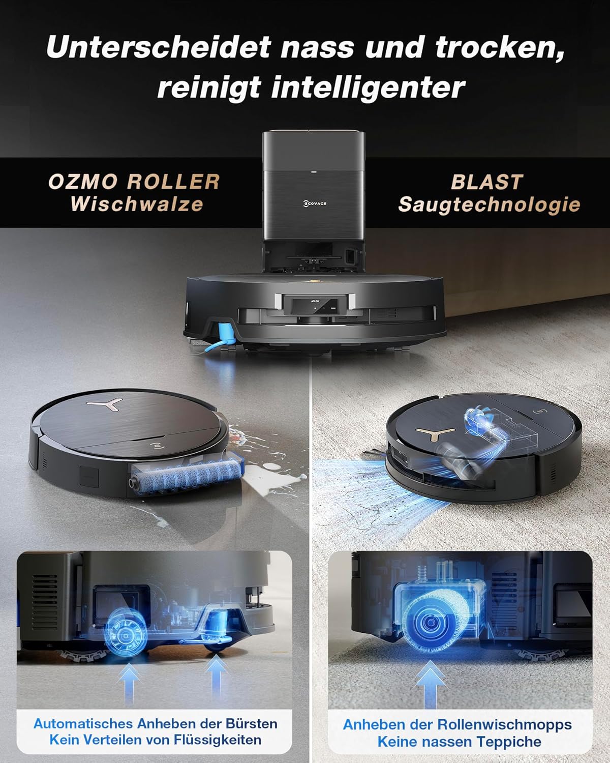 ECOVACS DEEBOT X9 PRO Omni: Intelligenter Saug-Wisch-Roboter, 16.600 Pa, Heißwasser-Moppwäsche.d