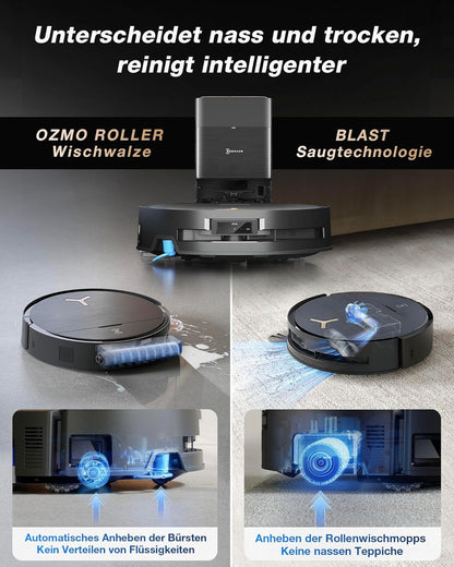 ECOVACS X9 PRO Omni, 16.600Pa, OZMO Roller, ZeroTangle 3.0, Heißwasser-Wischung, TruEdge 2.0, YIKO-GPTf