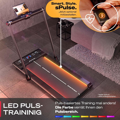 Sportstech Klappbares LED‑Laufband: Walking Pad mit Bluetooth‑Appl