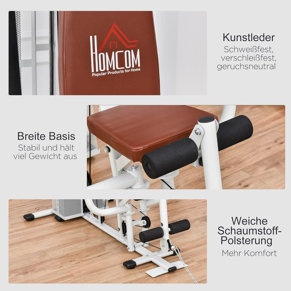HOMCOM Multistation: Kraftstation mit Latzug, Butterfly & 45 kg Gewichtenl
