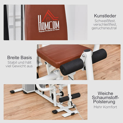 HOMCOM Multistation: Kraftstation mit Latzug, Butterfly & 45 kg Gewichtenl