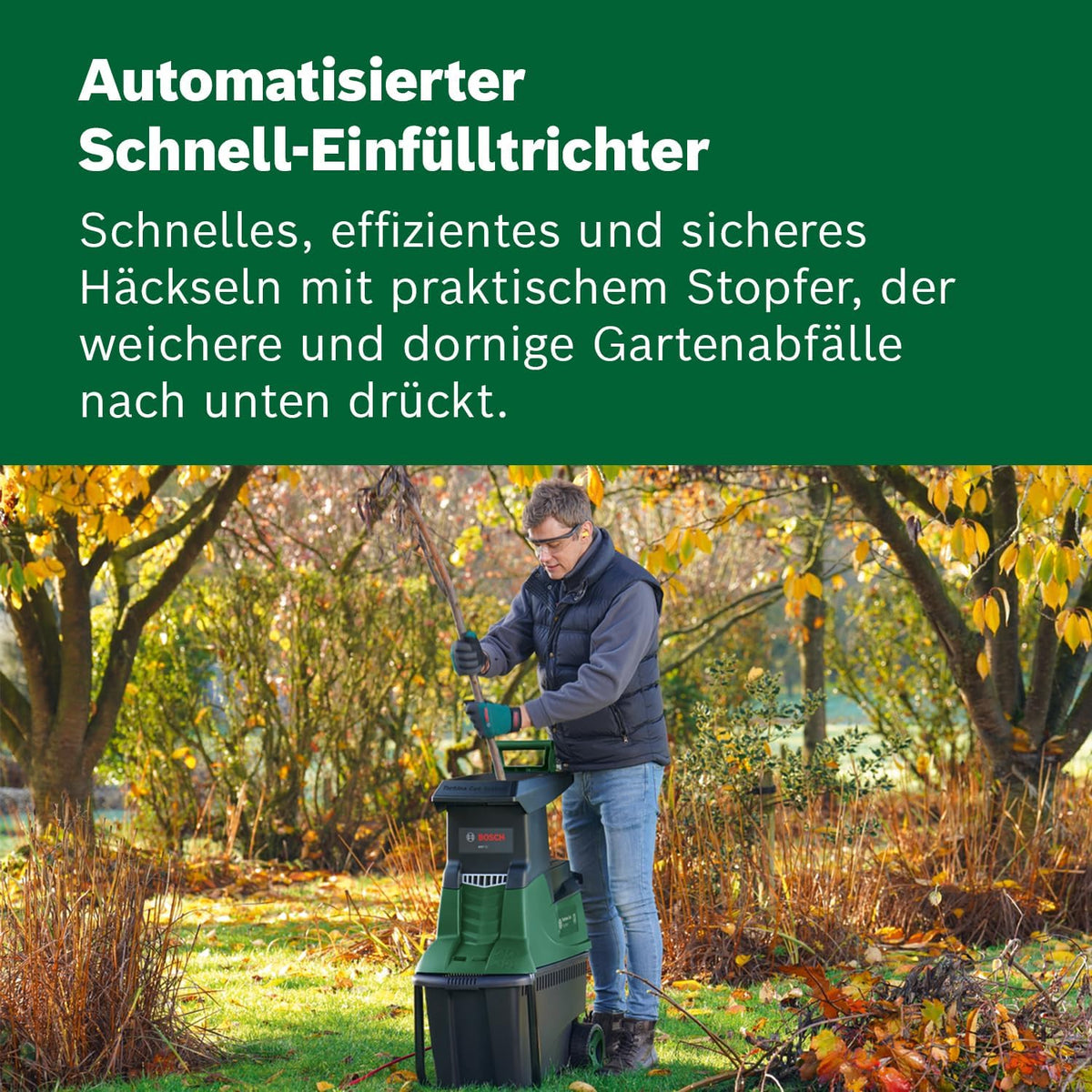 Bosch Turbinenhäcksler AXT 25 TC (2.500 W; geeignet für Holz und harte Gartenabfälle; integrierte Fangbox 53 l; in Karton)f