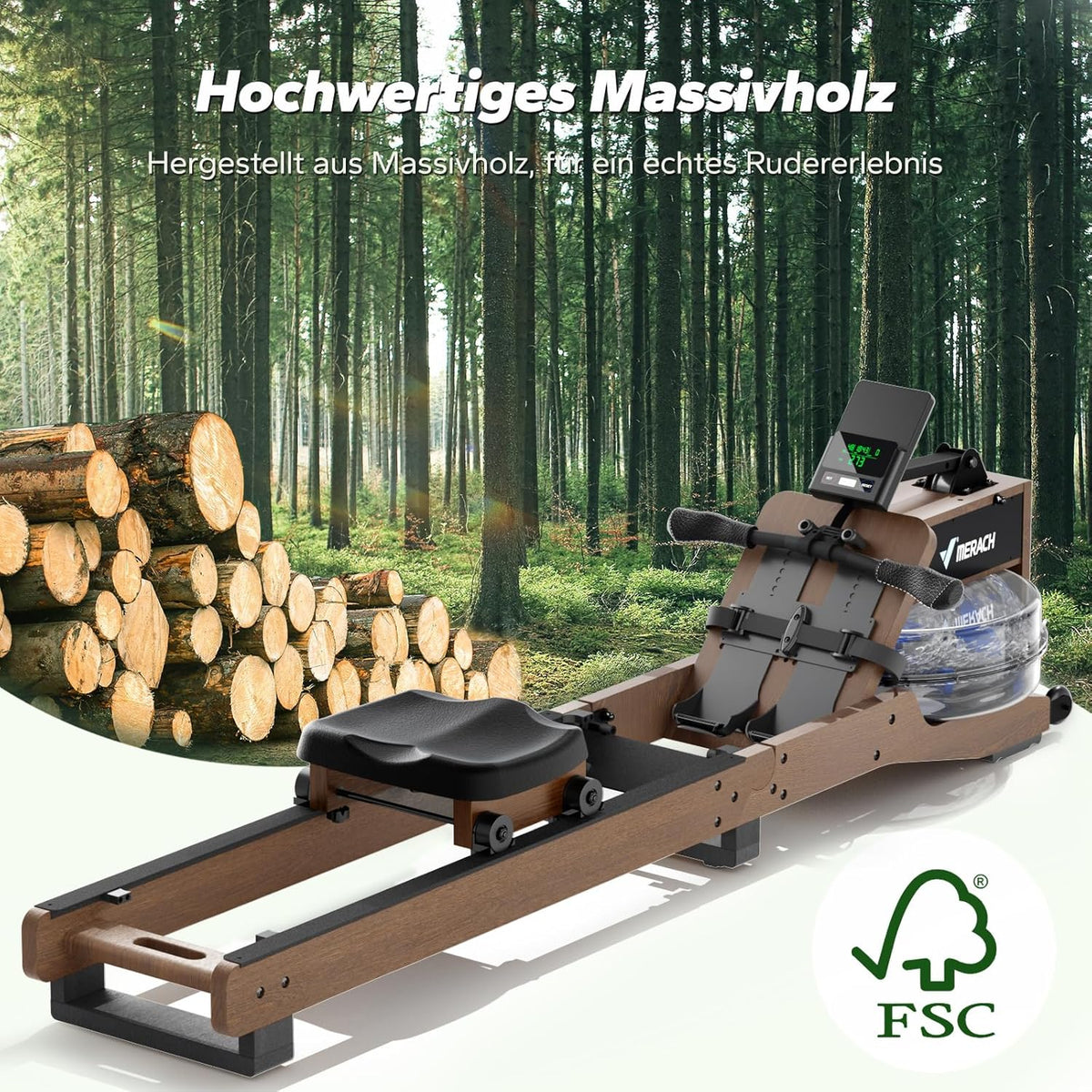 MERACH Wasser-Rudergerät aus Holz: Klappbar & interaktiv für Zuhausel
