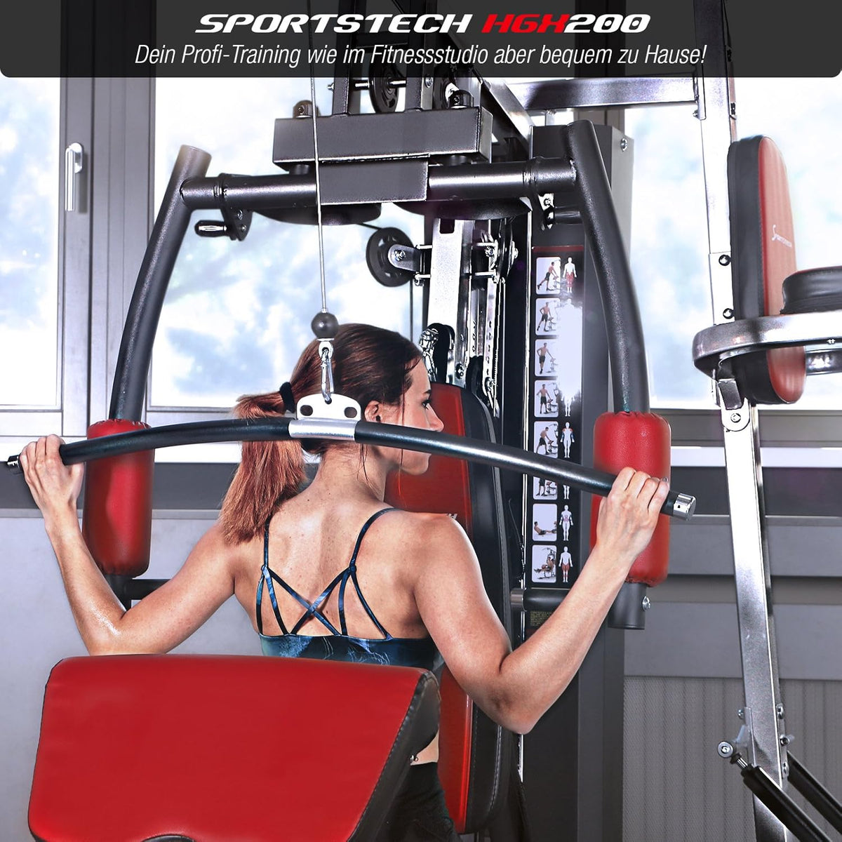 Sportstech HGX200: Multifunktions-Kraftstation mit Stepper, Beinpresse & Powertowerl