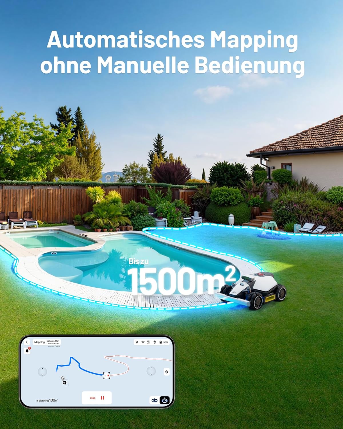 MAMMOTION LUBA mini AWD 1500 Mähroboter 1500 m², NetRTK+Vision, ohne Kabel, 80 % Steigungf