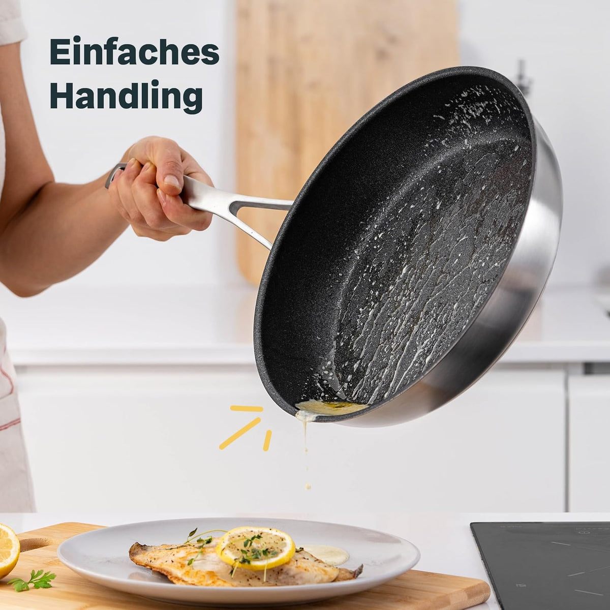 SILBERTHAL Profi Edelstahlpfannen Set 6-teilig 28cm – Induktion, Antihaft & Purd
