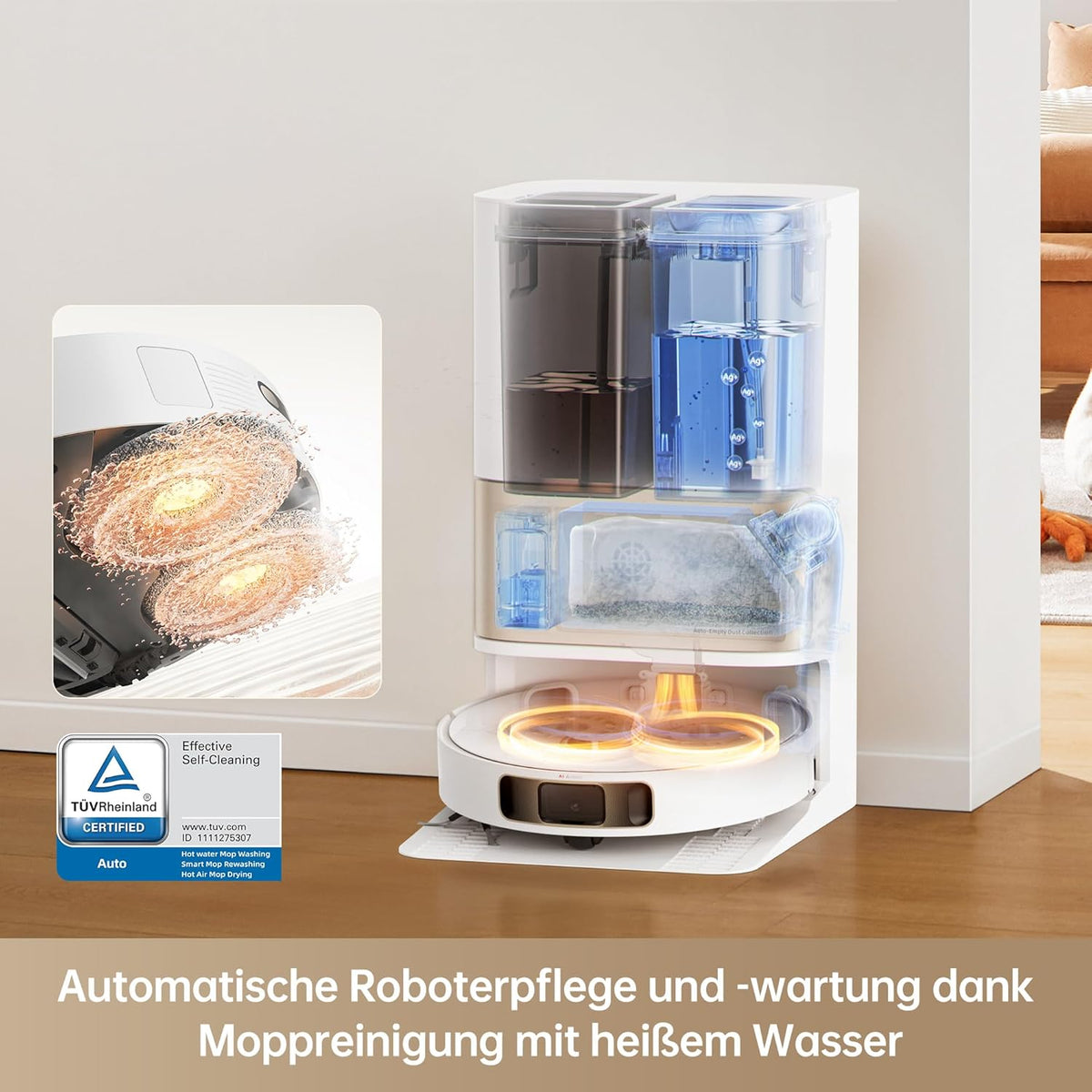 Dreame L10s Pro Ultra Heat, 7,000Pa, Heißwasser-Mopp, Teppicherkennung, Doppel-Mopp, Selbstreinigungf