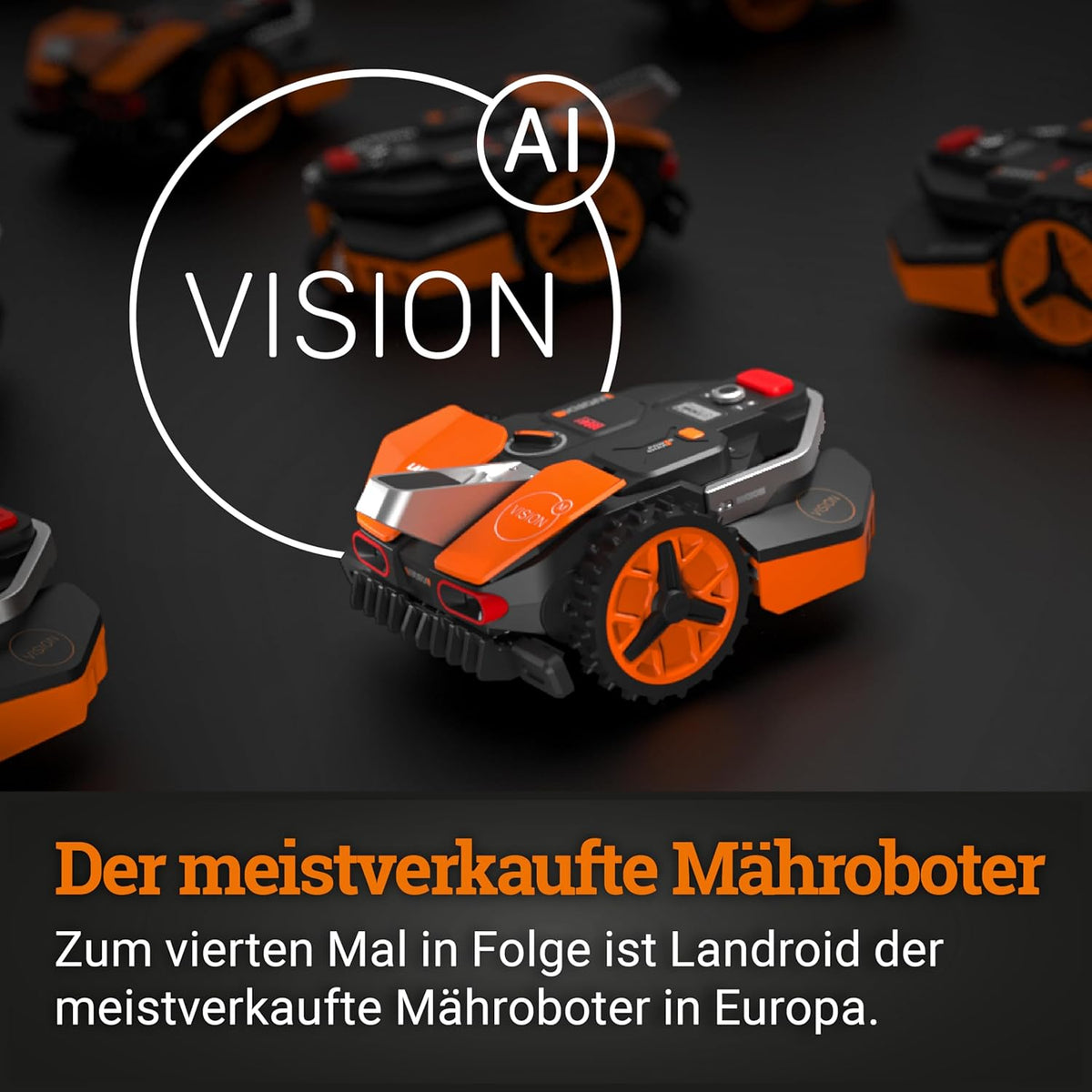 WORX Vision S250 Mähroboter 250 m² ohne Kabel, KI & Igelschutzf