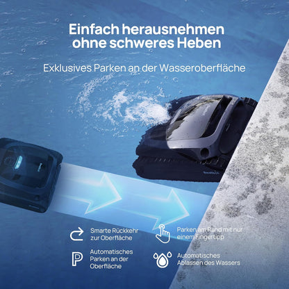Beatbot AquaSense 2 Akku Poolroboter, Boden & Wand, Wasserlinie doppelt, bis 300㎡, Midnight Bluef