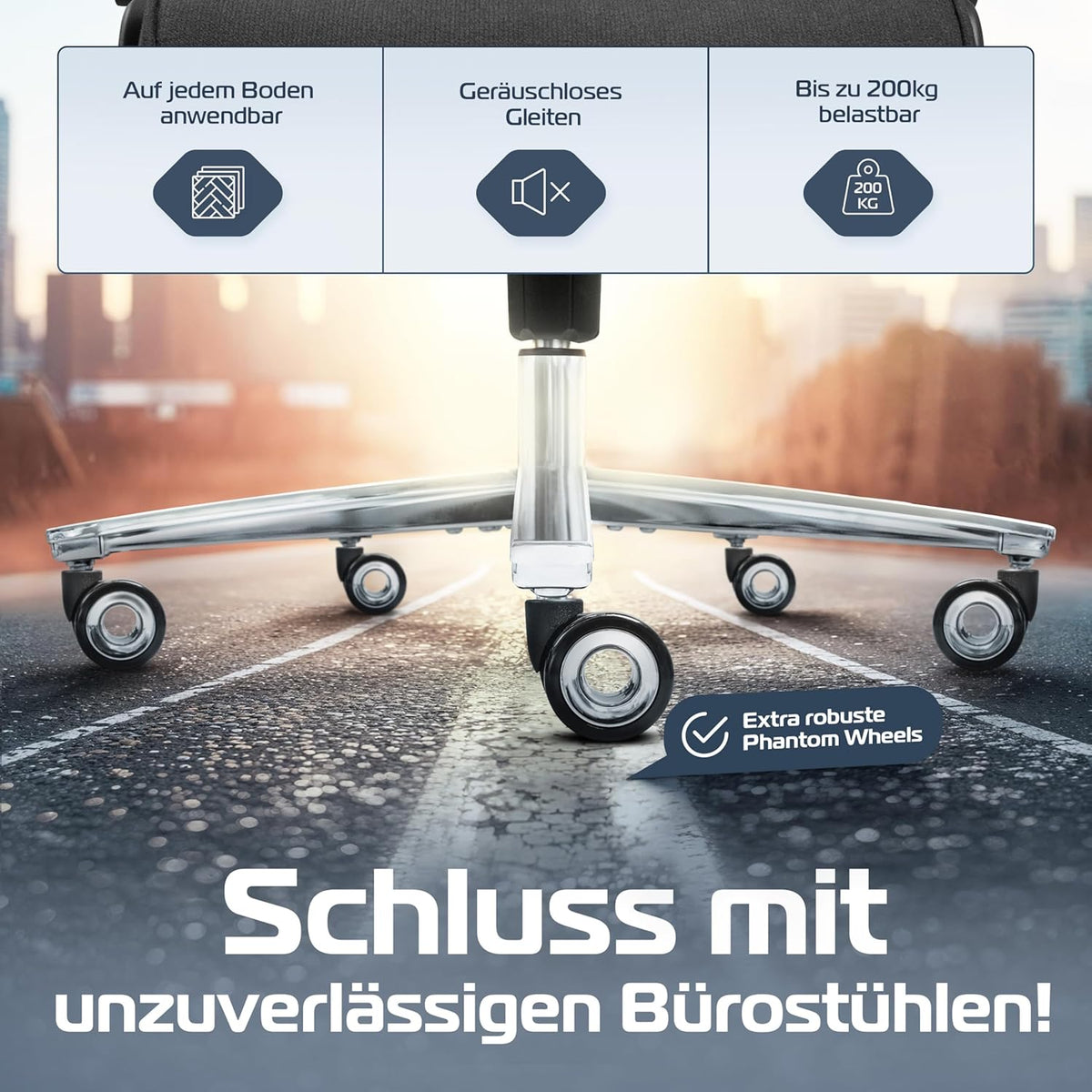 CLOUVOU PowerSeat Testsieger Ergonomischer Bürostuhl – Voll Anpassbar, Gaming, 200 kgd