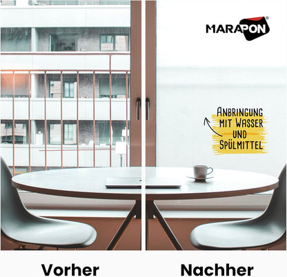 MARAPON® Matt Blickdichte Fensterfolie – Selbsthaftend für Privatsphäre, UV-Schutz, Milchglas-Effektd