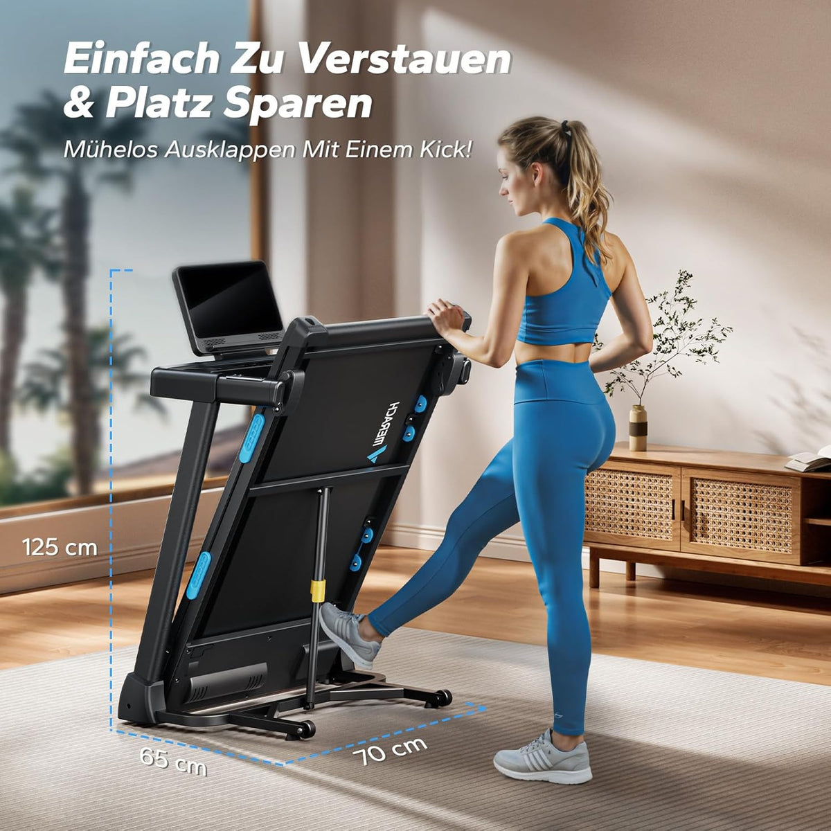 MERACH Klappbares Laufband: 2,5 PS, Steigung, 0,8–12 km/h für Zuhausel