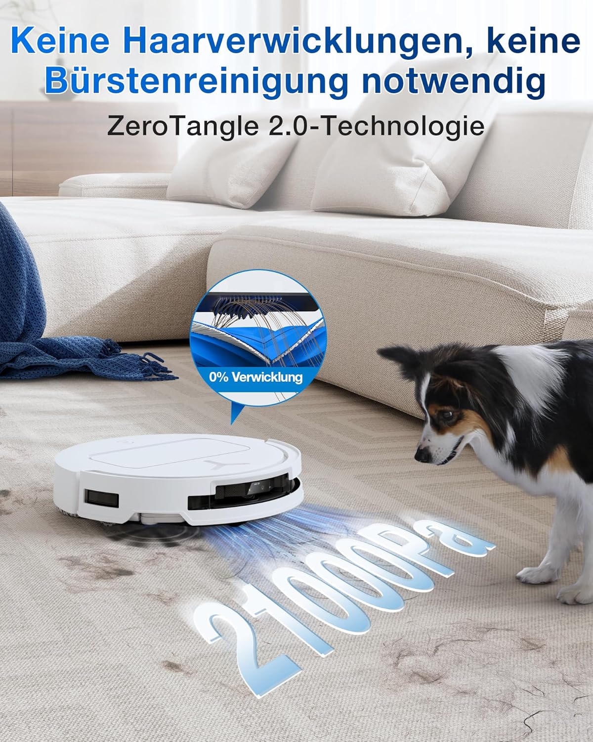 ECOVACS DEEBOT T50 Omni Gen2 Saugroboter: 21.000 Pa, Wischfunktion, ZeroTangle, All-in-One Station, Weißd