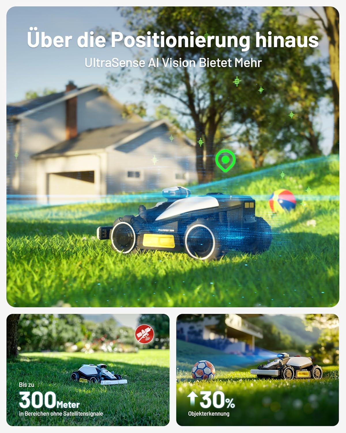 MAMMOTION LUBA mini AWD 1500 Mähroboter 1500 m², NetRTK+Vision, ohne Kabel, 80 % Steigungf