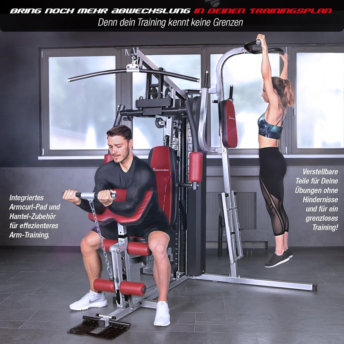 Sportstech HGX200: Multifunktions-Kraftstation mit Stepper, Beinpresse & Powertowerl