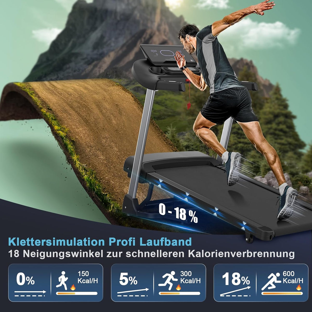 Kitopa Laufband: Hochgeschwindig, 7 PS, große Lauffläche, klappbarl