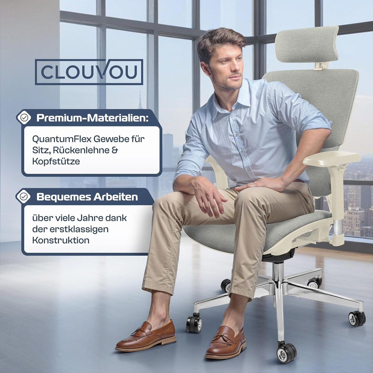 CLOUVOU MasterSeat Ergonomischer Bürostuhl: Testsieger, Individuell Anpassbar, Home Office & Gaming Stuhld