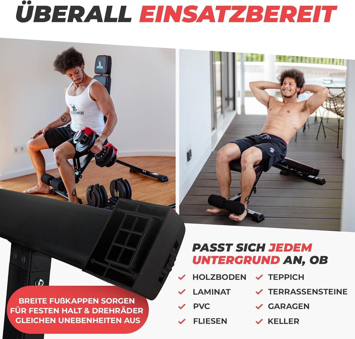 SPORTSCHMIEDE: Verstellbare, klappbare Schrägbank fürs Heimtrainingl