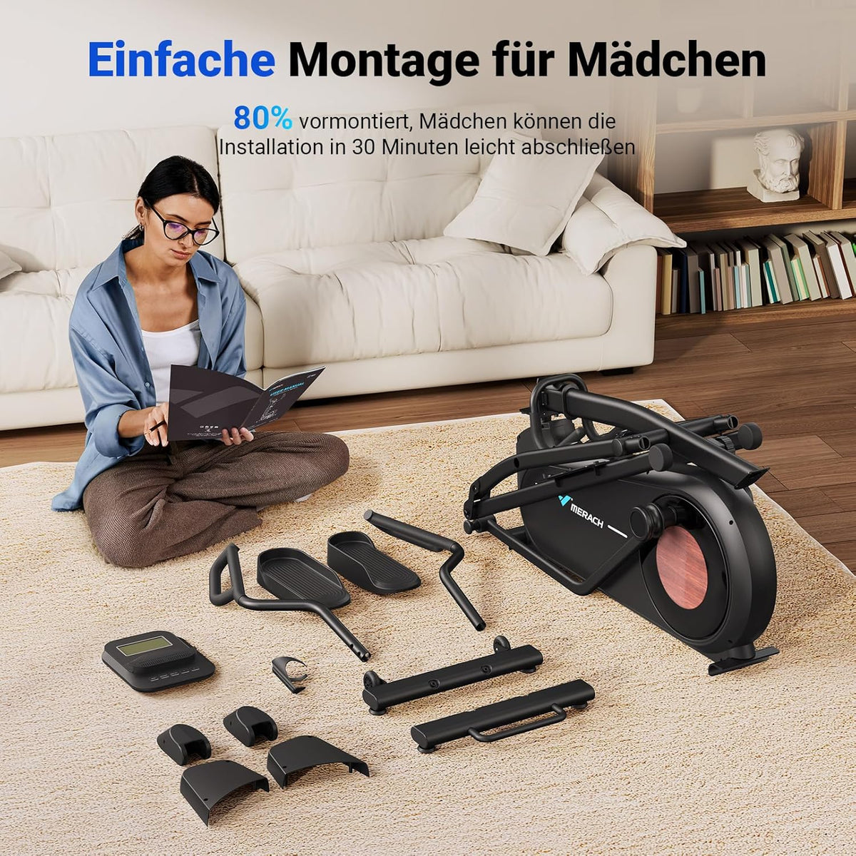 MERACH Heimtrainer Crosstrainer: Leise, Magnetisch, App, 8 Stufen, 160KG Kapazitätl