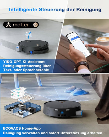 ECOVACS X9 PRO Omni, 16.600Pa, OZMO Roller, ZeroTangle 3.0, Heißwasser-Wischung, TruEdge 2.0, YIKO-GPTf