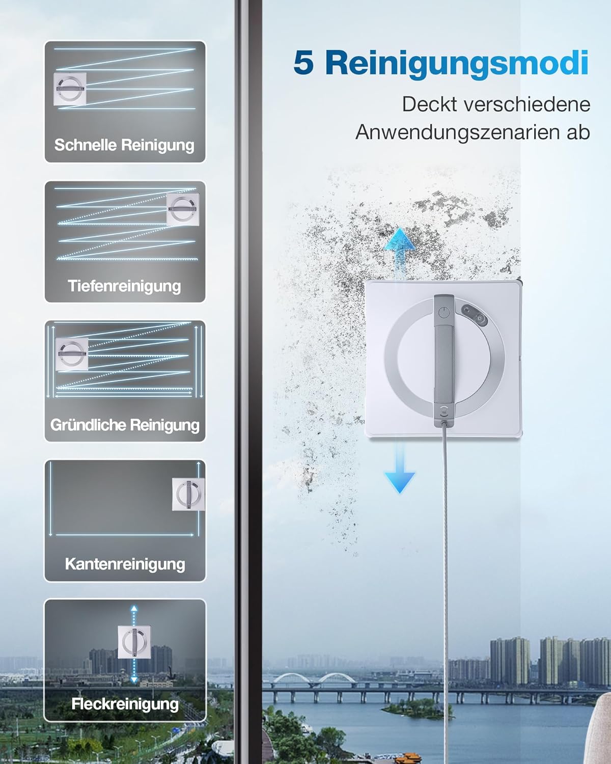 ECOVACS WINBOT W2 Intelligenter Fensterputzroboter mit Dreifachdüsen & 10-Stufen-Schutzd