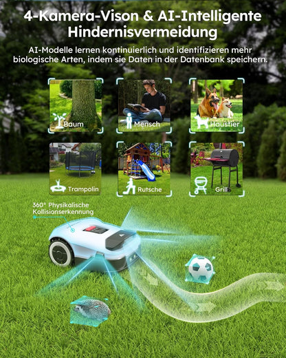 ANTHBOT KI Mähroboter, 900m², Kabellos, RTK+4-Kamera, Mehrzonen, Hindernisvermeidungf