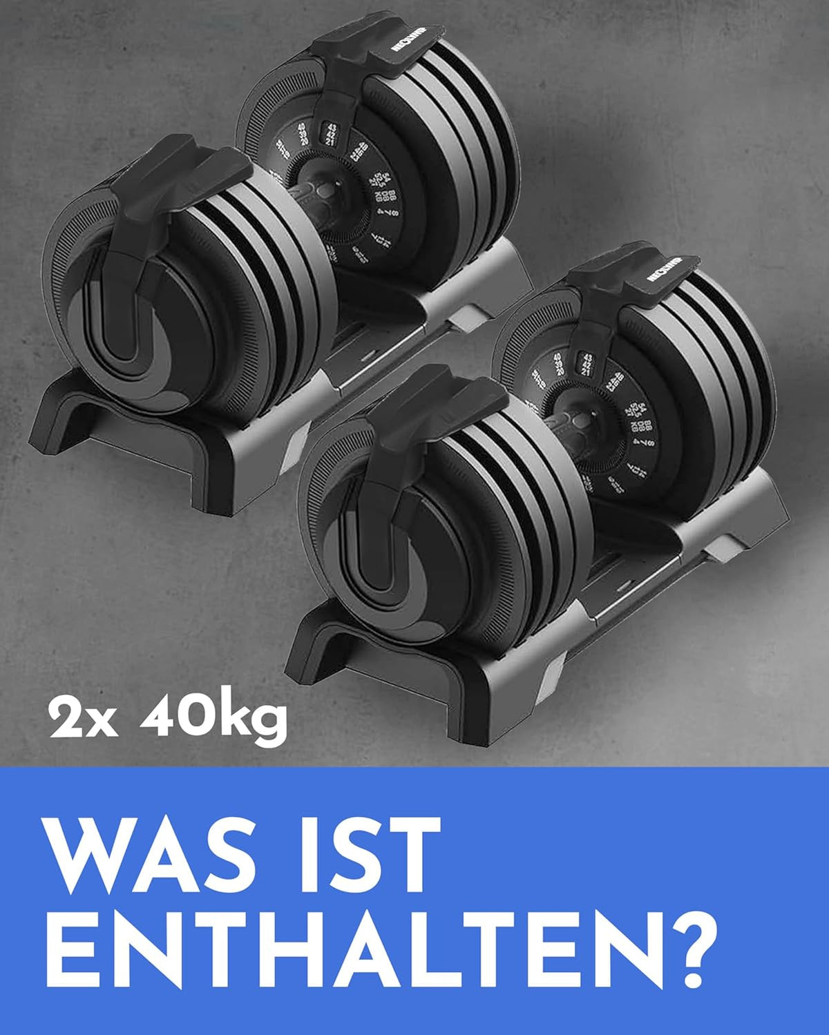 NEOLYMP Verstellbare Kurzhantel 2–40 kg mit Schnellverstellung, Einzelstückl