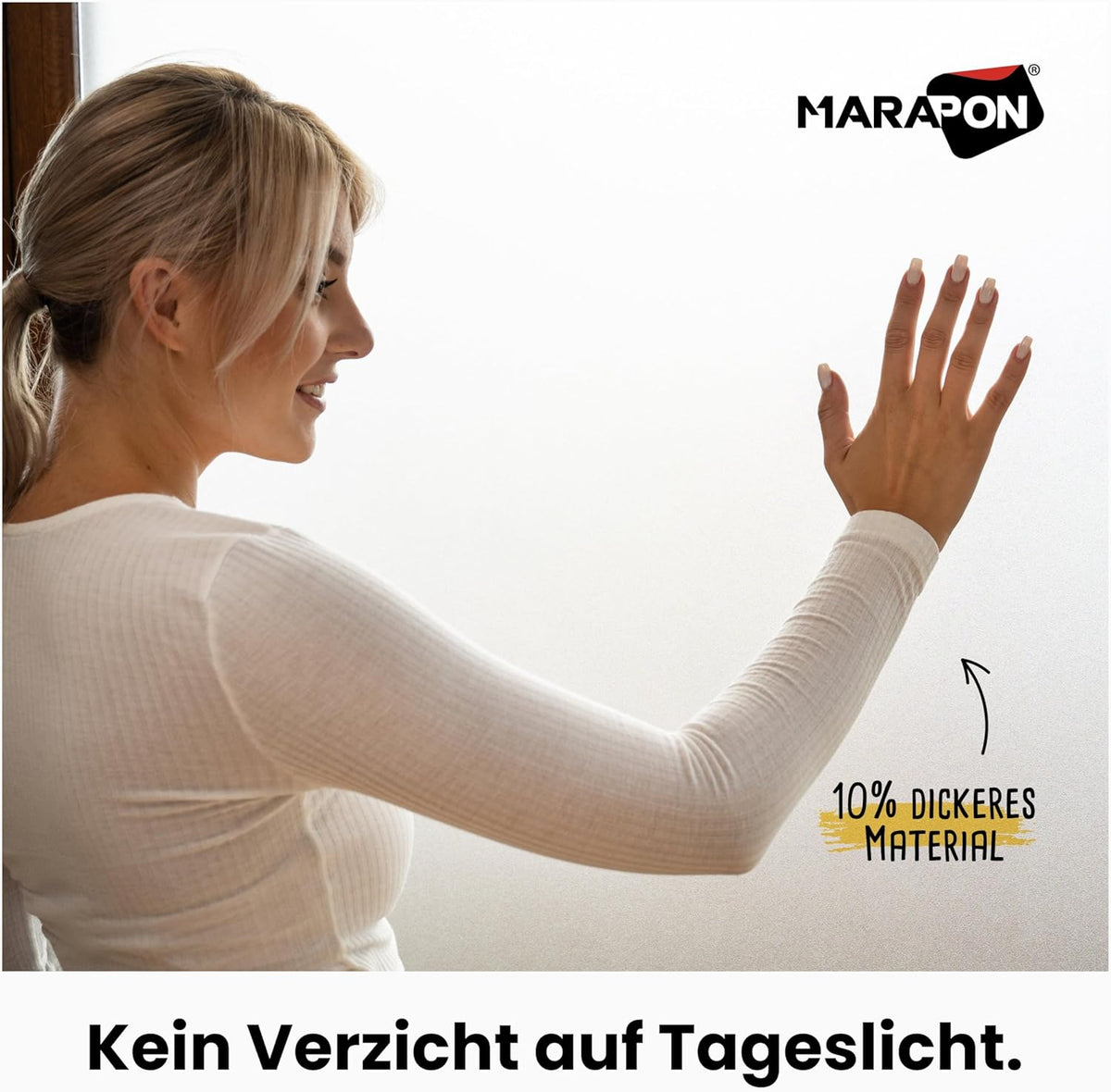 MARAPON® Matt Blickdichte Fensterfolie – Selbsthaftend für Privatsphäre, UV-Schutz, Milchglas-Effektd
